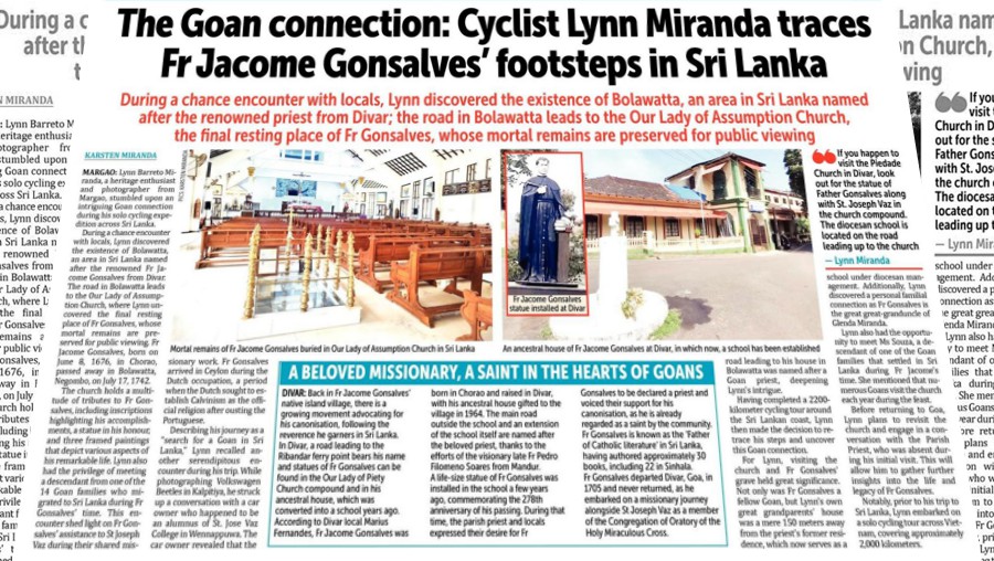 The Goan connection: Cyclist Lynn Miranda traces Fr Jacome Gonsalves’ footsteps in Sri Lanka
